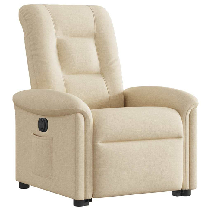 Fotoliu electric rabatabil cu ridicare, crem, textil WALTI
