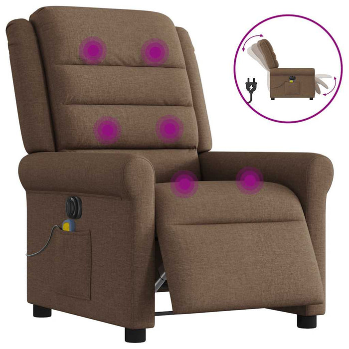 Fotoliu electric de masaj rabatabil, maro, textil WALTI