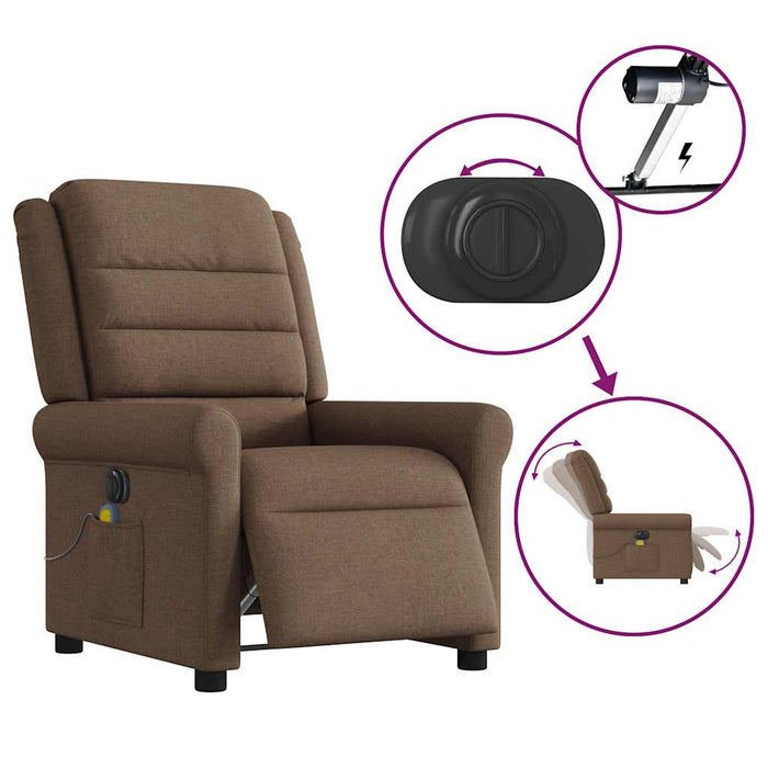 Fotoliu electric de masaj rabatabil, maro, textil WALTI