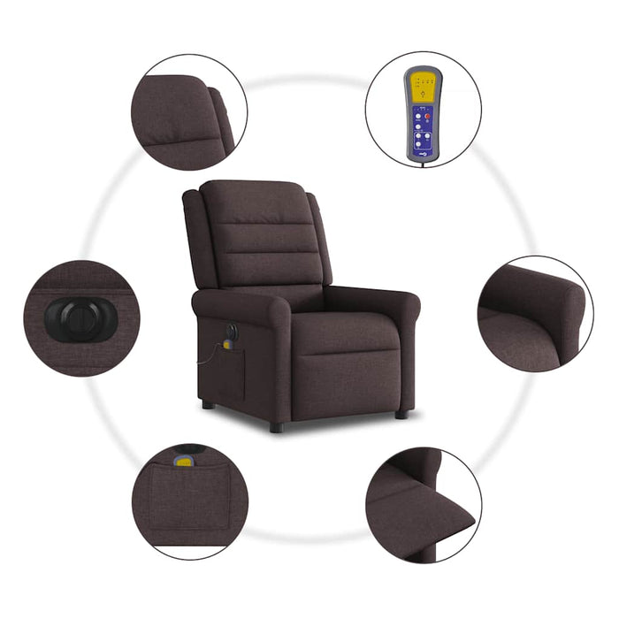 Fotoliu electric de masaj rabatabil, maro închis, textil - WALTI WALTI