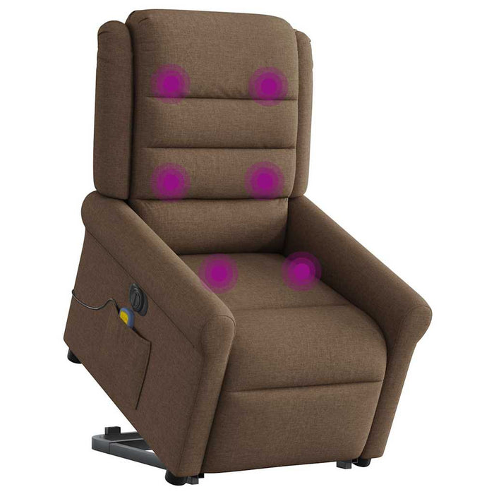 Fotoliu electric de masaj rabatabil cu ridicare, maro, textil WALTI