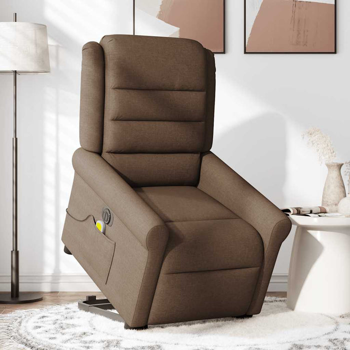 Fotoliu electric de masaj rabatabil cu ridicare, maro, textil WALTI