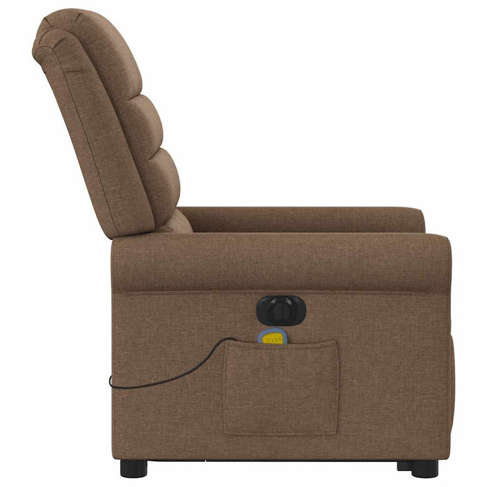 Fotoliu electric de masaj rabatabil cu ridicare, maro, textil WALTI