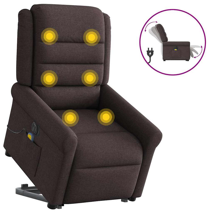 Fotoliu electric masaj rabatabil cu ridicare maro închis textil - WALTI WALTI