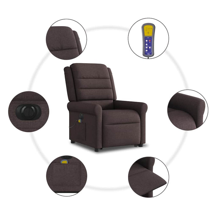 Fotoliu electric masaj rabatabil cu ridicare maro închis textil - WALTI WALTI