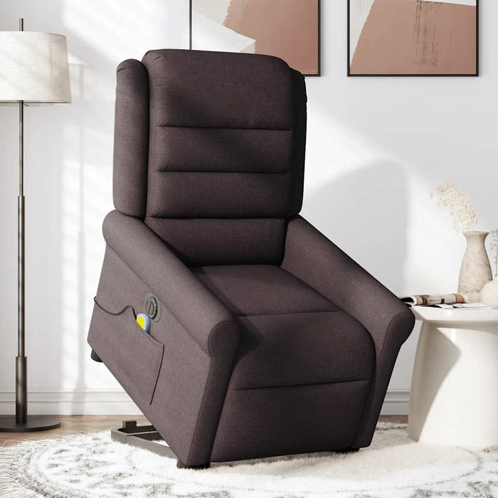 Fotoliu electric masaj rabatabil cu ridicare maro închis textil - WALTI WALTI