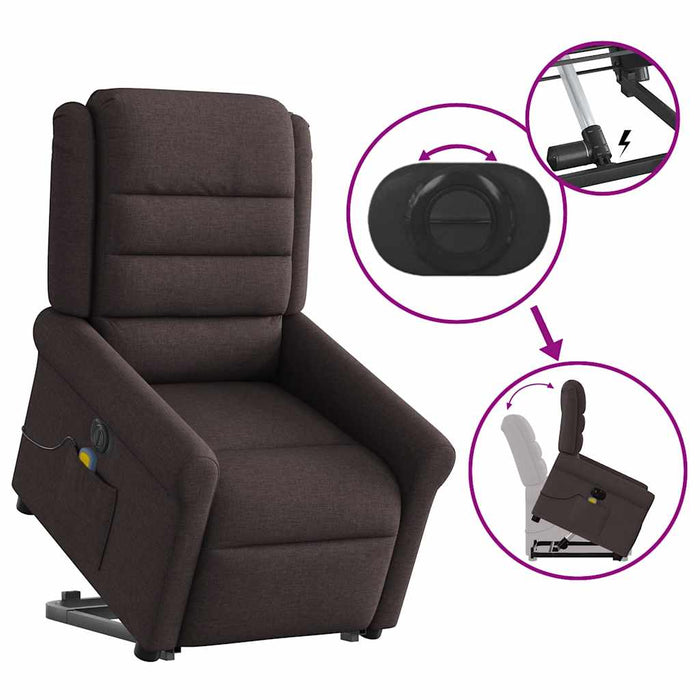 Fotoliu electric masaj rabatabil cu ridicare maro închis textil - WALTI WALTI