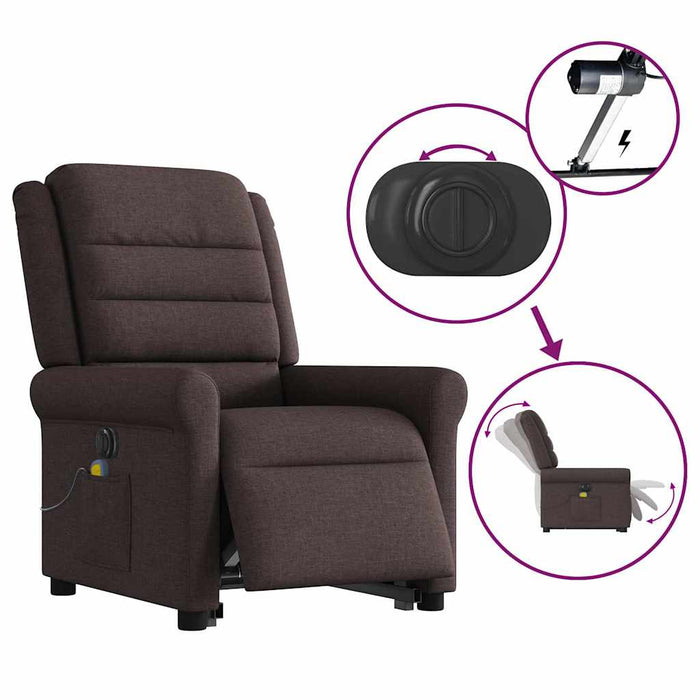 Fotoliu electric masaj rabatabil cu ridicare maro închis textil - WALTI WALTI