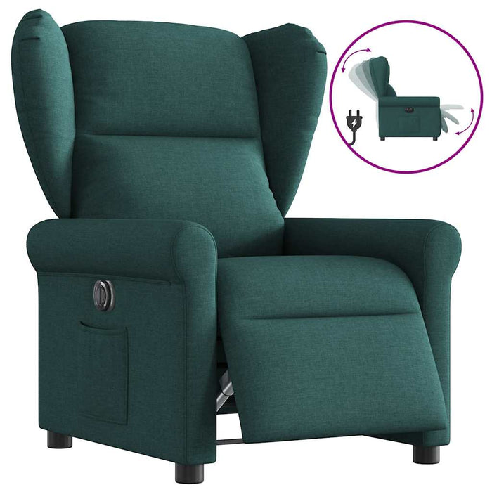 Fotoliu rabatabil electric, verde închis, material textil - WALTI WALTI