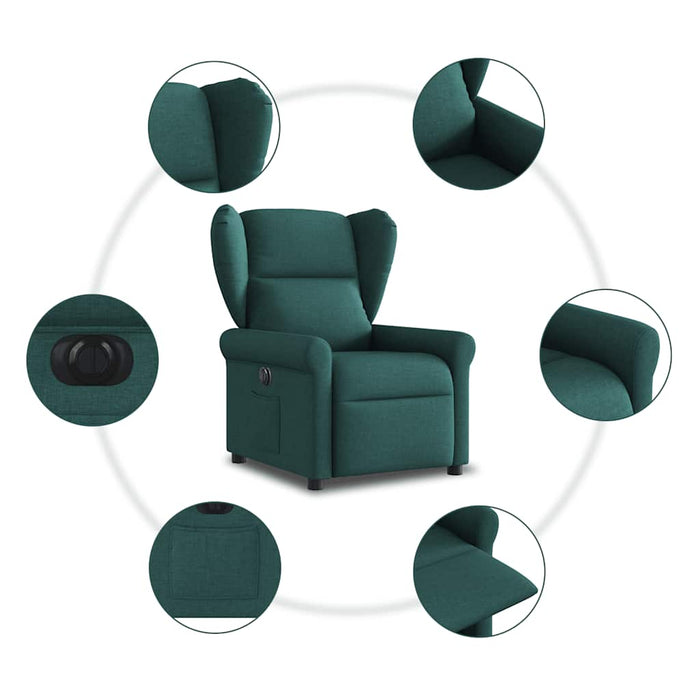 Fotoliu rabatabil electric, verde închis, material textil - WALTI WALTI