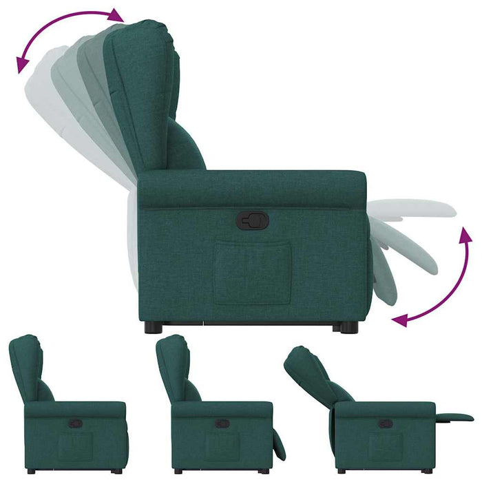Fotoliu rabatabil ridicare pe verticală, verde închis, textil - WALTI WALTI