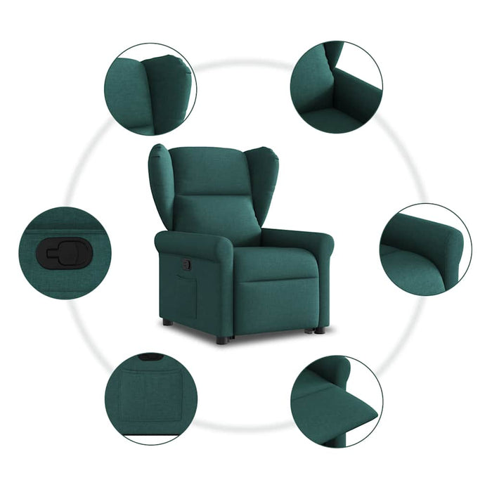 Fotoliu rabatabil ridicare pe verticală, verde închis, textil - WALTI WALTI