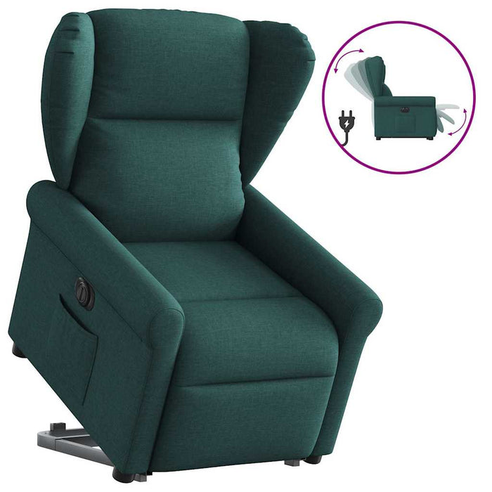 Fotoliu electric rabatabil cu ridicare, verde închis, textil - WALTI WALTI