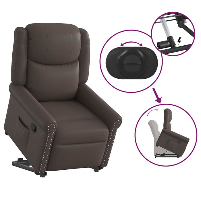 Scaun extensibil în picioare piele artificială maro strălucitor WALTI
