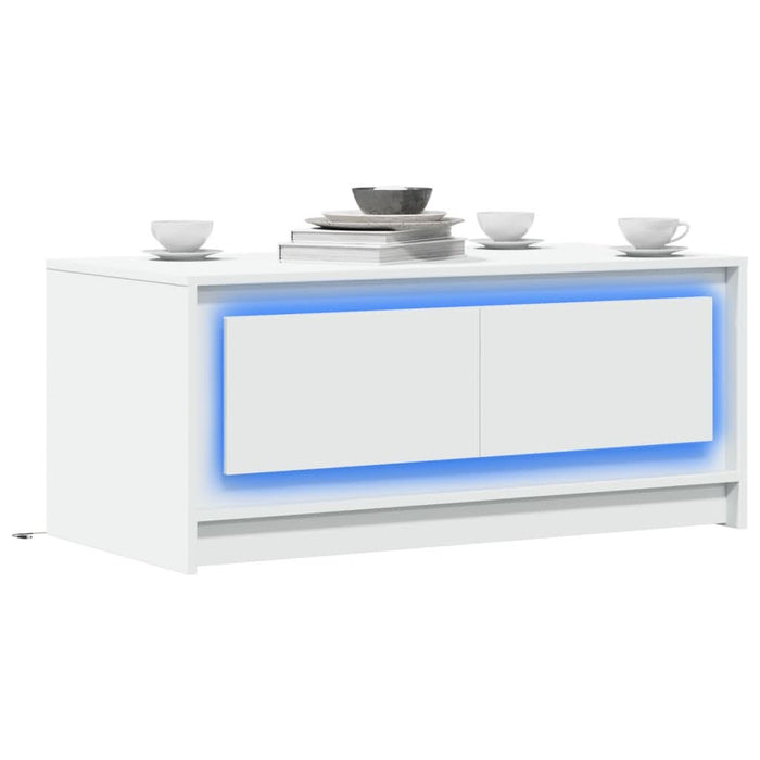 Măsuță de cafea cu lumini LED, alb, lemn prelucrat - WALTI WALTI