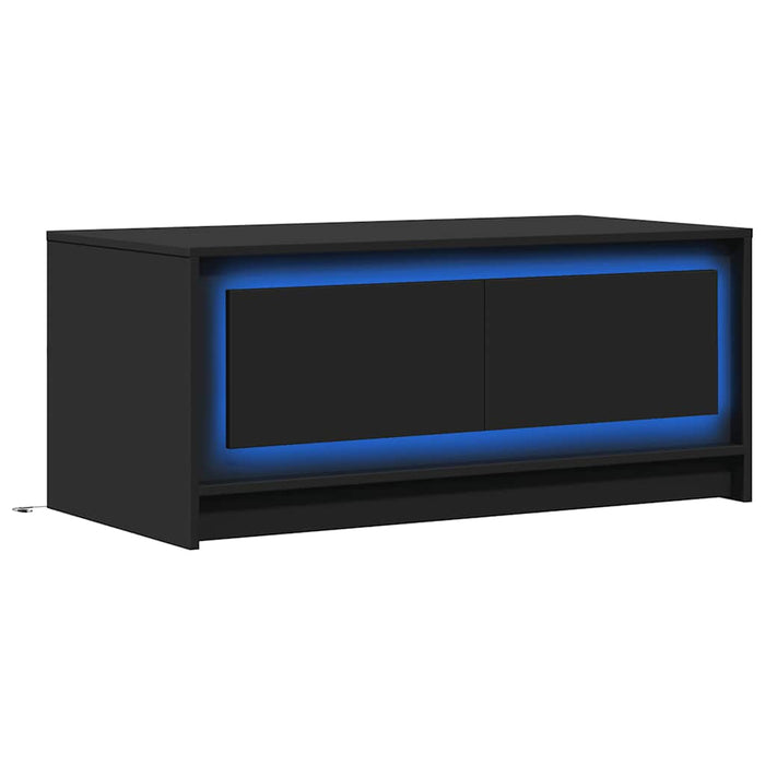 Măsuță de cafea cu lumini LED, negru, lemn prelucrat WALTI