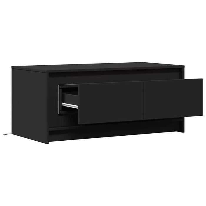 Măsuță de cafea cu lumini LED, negru, lemn prelucrat WALTI