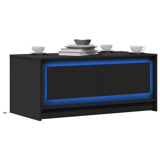 Măsuță de cafea cu lumini LED, negru, lemn prelucrat - WALTI WALTI