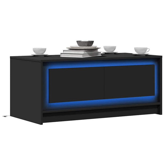 Măsuță de cafea cu lumini LED, negru, lemn prelucrat WALTI