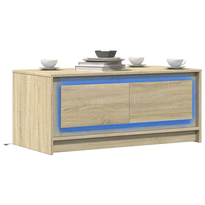 Măsuță de cafea cu lumini LED, stejar sonoma, lemn prelucrat - WALTI WALTI