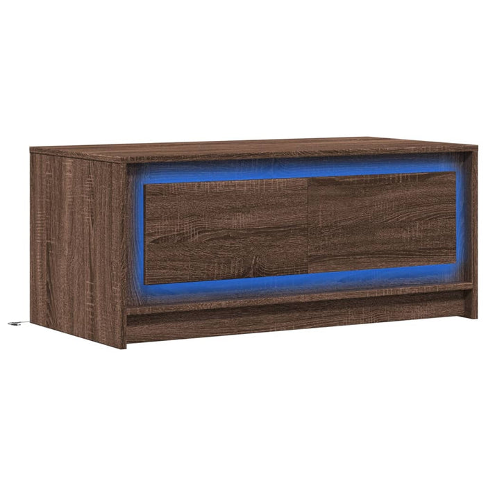 Măsuță de cafea cu lumini LED, stejar maro, lemn prelucrat - WALTI WALTI