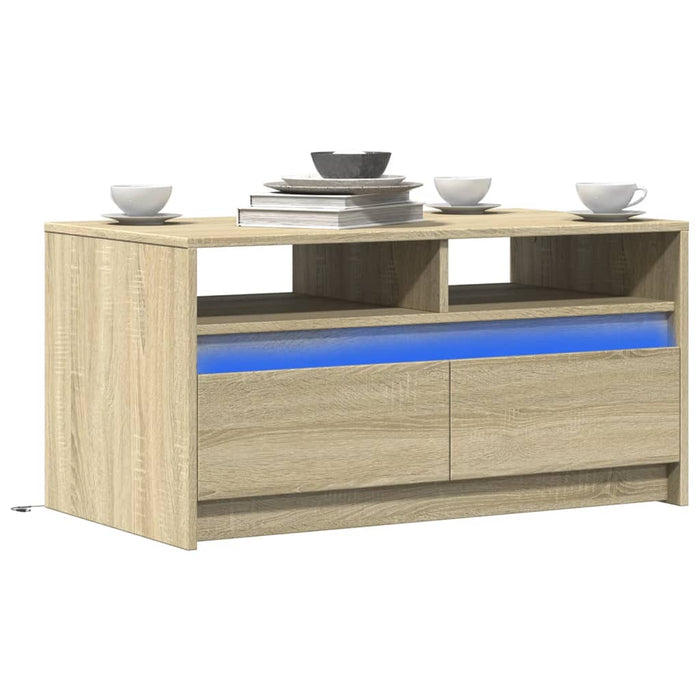Măsuță de cafea cu lumini LED, stejar sonoma, lemn prelucrat - WALTI WALTI