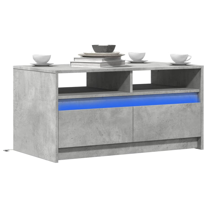 Măsuță de cafea cu lumini LED, gri beton, lemn prelucrat - WALTI WALTI