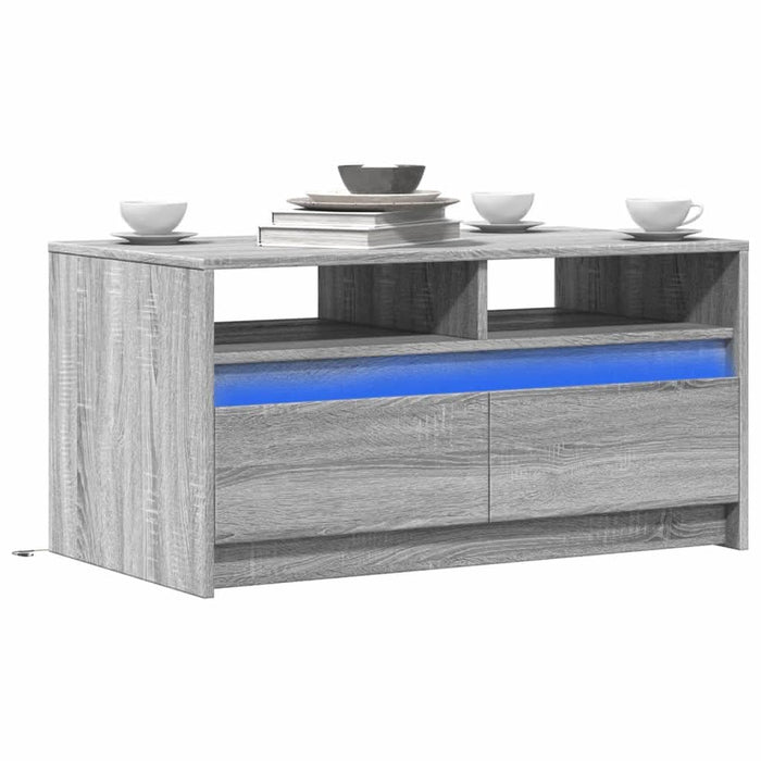 Măsuță de cafea cu lumini LED, gri sonoma, lemn prelucrat - WALTI WALTI