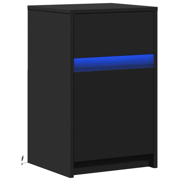 Noptieră cu lumini LED, negru, lemn prelucrat - WALTI WALTI