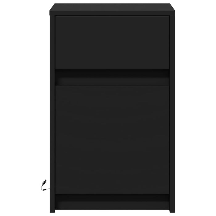 Noptieră cu lumini LED, negru, lemn prelucrat - WALTI WALTI