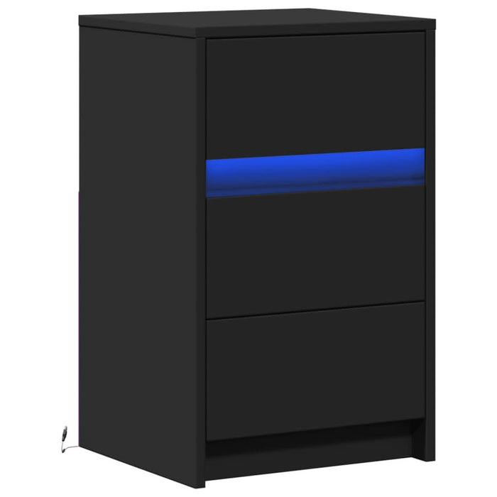 Noptieră cu lumini LED, negru, lemn prelucrat - WALTI WALTI