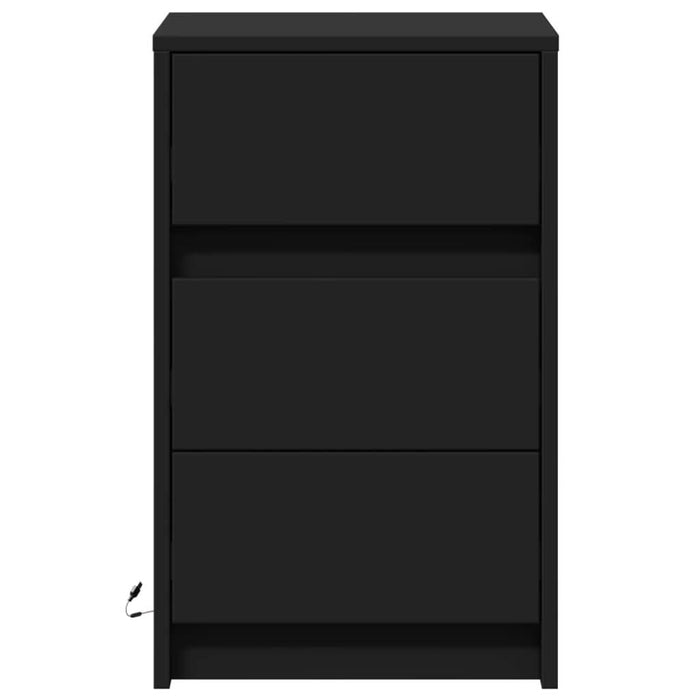 Noptieră cu lumini LED, negru, lemn prelucrat - WALTI WALTI