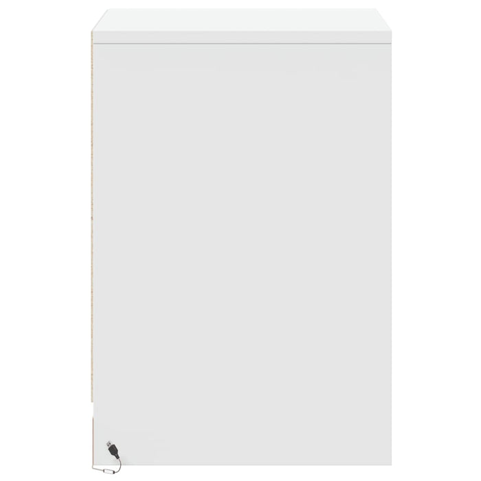 Noptieră cu lumini LED, alb, lemn prelucrat WALTI