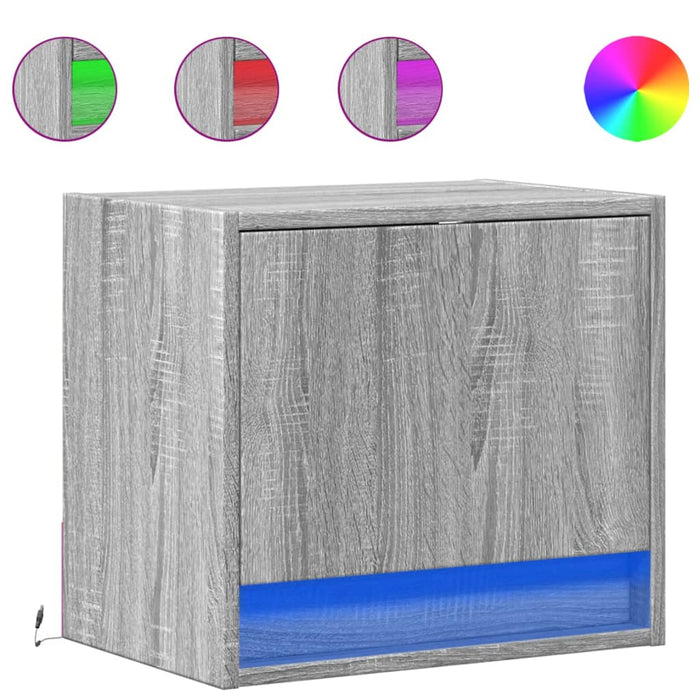 Noptiere montate pe perete cu lumini LED, 2 buc., sonoma gri - WALTI WALTI