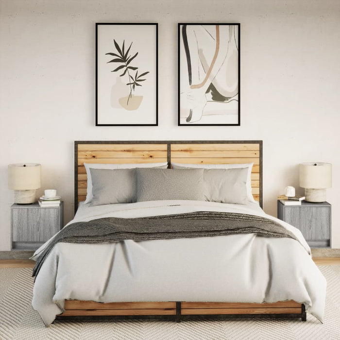 Noptiere montate pe perete cu lumini LED, 2 buc., sonoma gri - WALTI WALTI