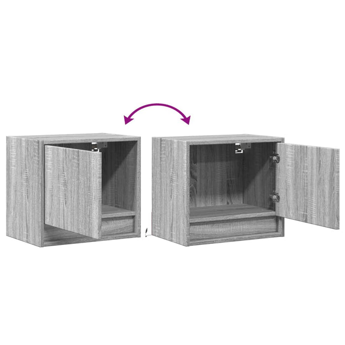 Noptiere montate pe perete cu lumini LED, 2 buc., sonoma gri - WALTI WALTI