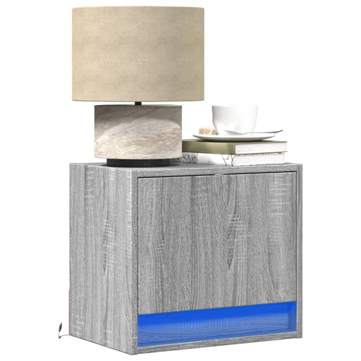 Noptiere montate pe perete cu lumini LED, 2 buc., sonoma gri - WALTI WALTI