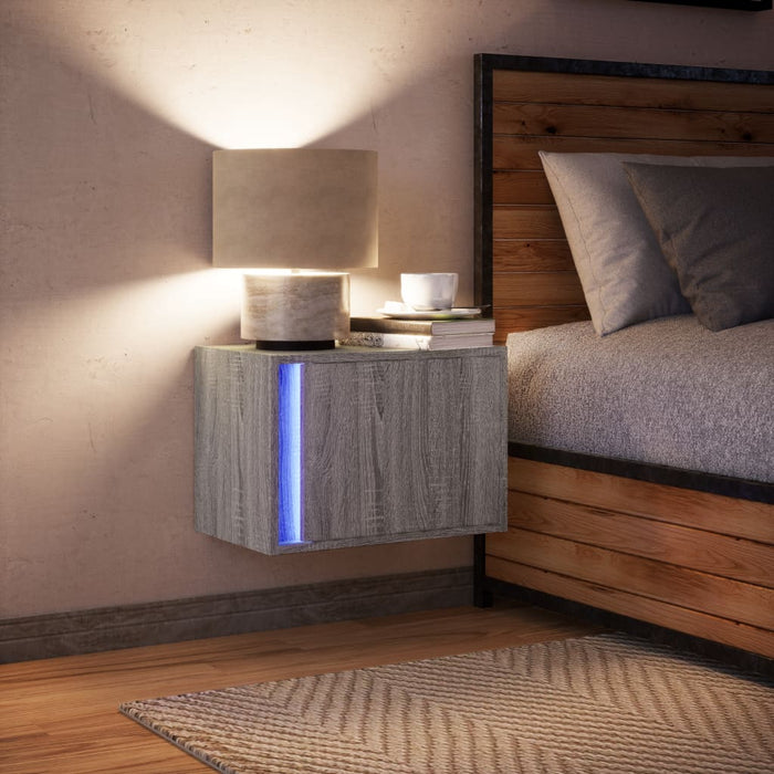 Noptieră montată pe perete cu lumini LED, sonoma gri - WALTI WALTI
