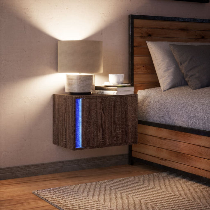 Noptieră montată pe perete cu lumini LED, stejar maro - WALTI WALTI