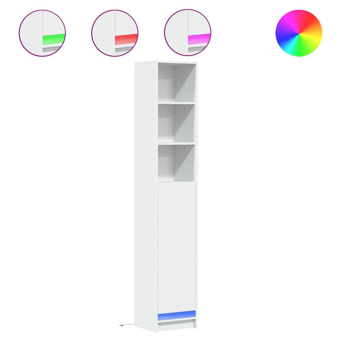 Dulap cu LED, alb, 36x32,5x200 cm, lemn prelucrat - WALTI WALTI