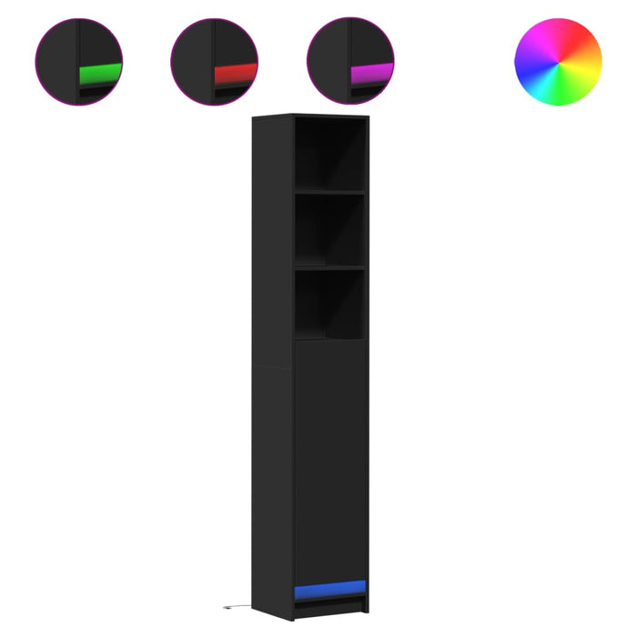 Dulap cu LED, negru, 36x32,5x200 cm, lemn prelucrat WALTI