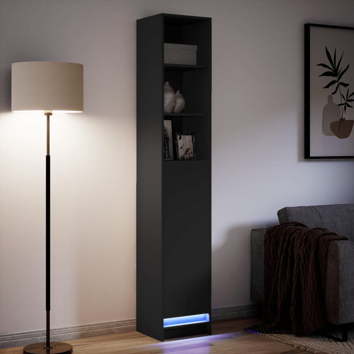Dulap cu LED, negru, 36x32,5x200 cm, lemn prelucrat WALTI