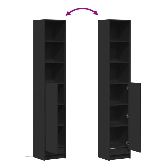 Dulap cu LED, negru, 36x32,5x200 cm, lemn prelucrat WALTI