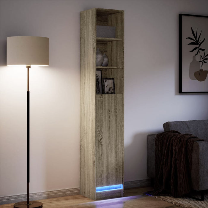 Dulap cu LED, stejar sonoma, 36x32,5x200 cm, lemn prelucrat WALTI