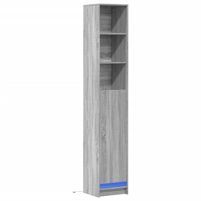 Dulap cu LED, gri sonoma, 36x32,5x200 cm, lemn prelucrat WALTI