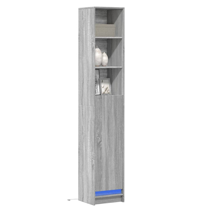 Dulap cu LED, gri sonoma, 36x32,5x200 cm, lemn prelucrat WALTI