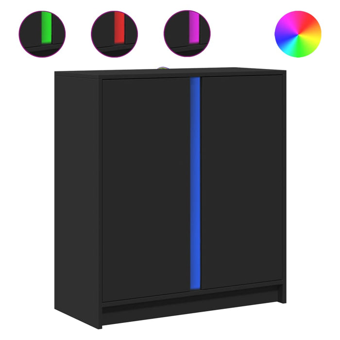 Dulap cu LED, negru, 77x34x85 cm, lemn prelucrat WALTI