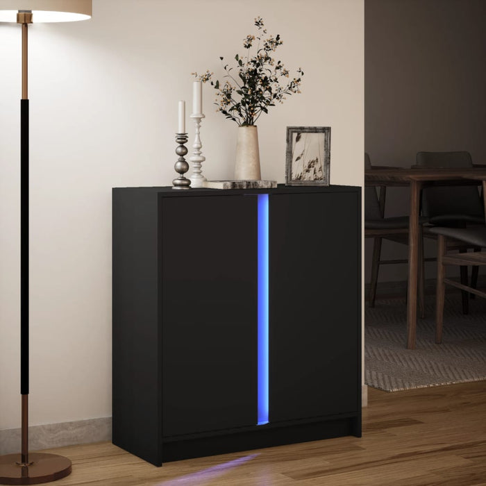 Dulap cu LED, negru, 77x34x85 cm, lemn prelucrat WALTI