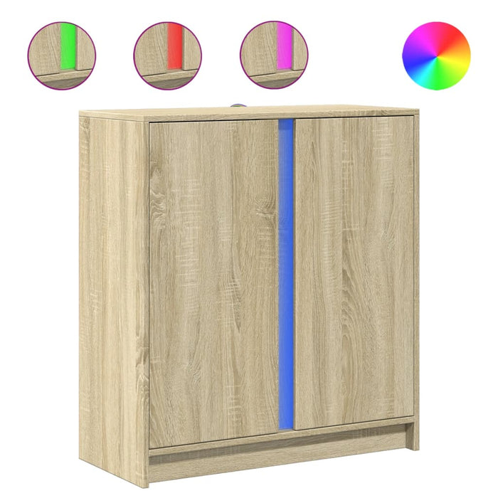 Dulap cu LED, stejar sonoma, 77x34x85 cm, lemn prelucrat - WALTI WALTI