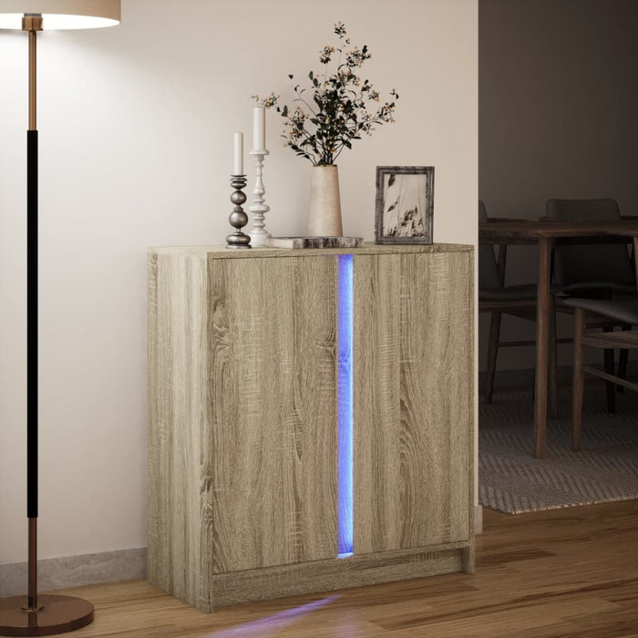 Dulap cu LED, stejar sonoma, 77x34x85 cm, lemn prelucrat - WALTI WALTI